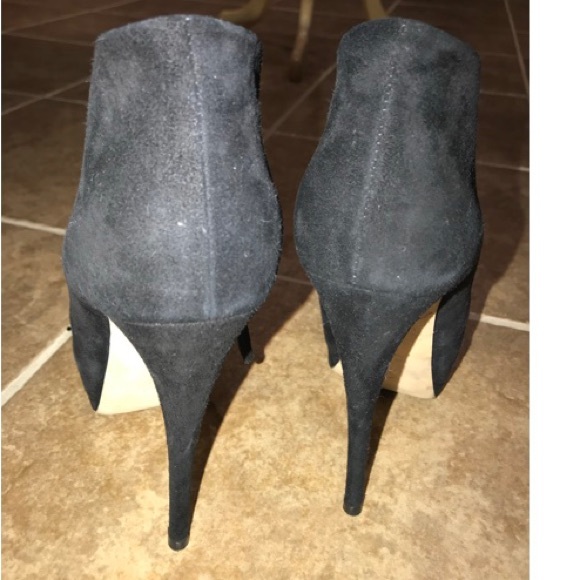 Giuseppe Zanotti  - Black Suede Peep Toe Booties - Picture 4 of 7
